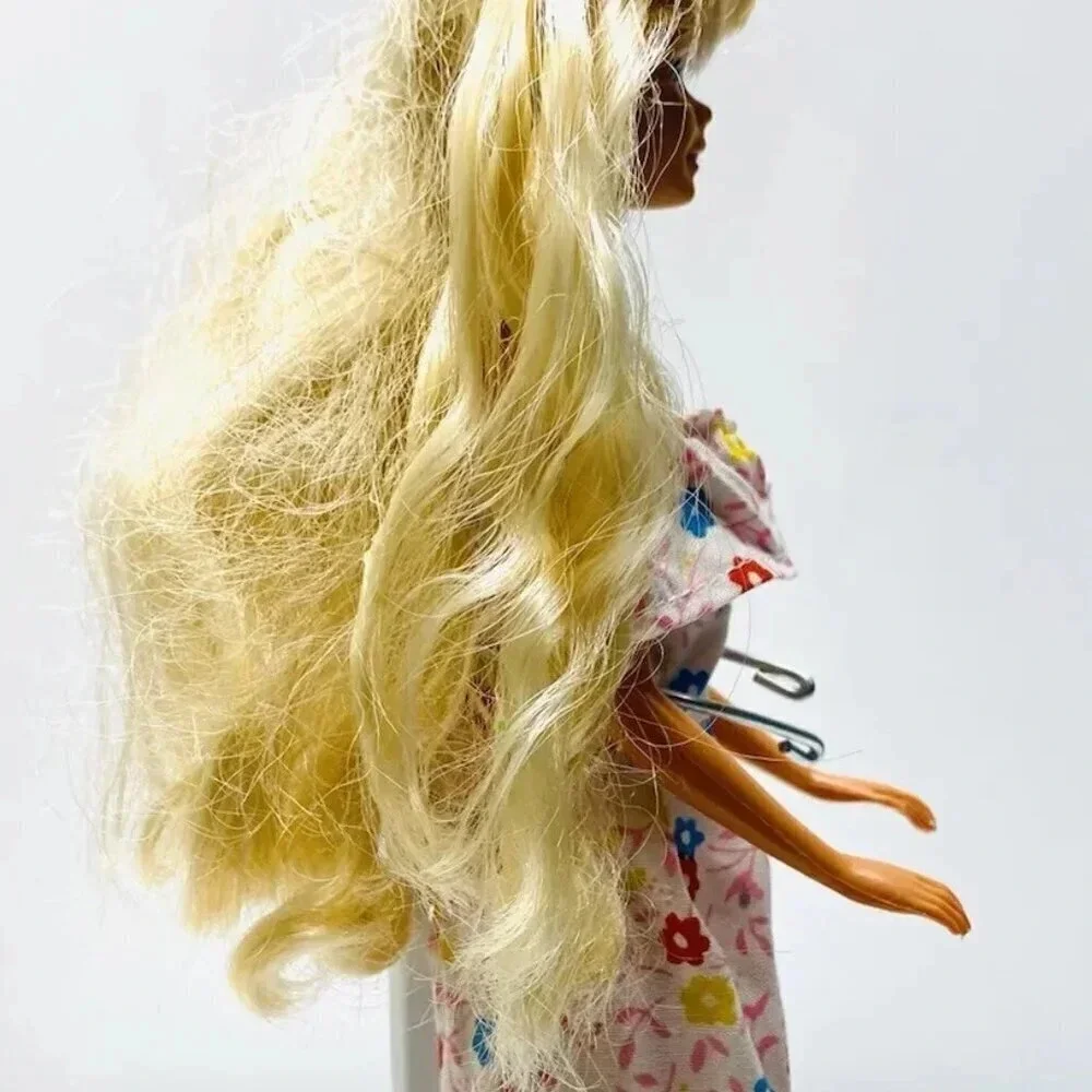 MATTEL BARBIE Doll Long Blonde Hair Blue Eyes Floral Dress 12